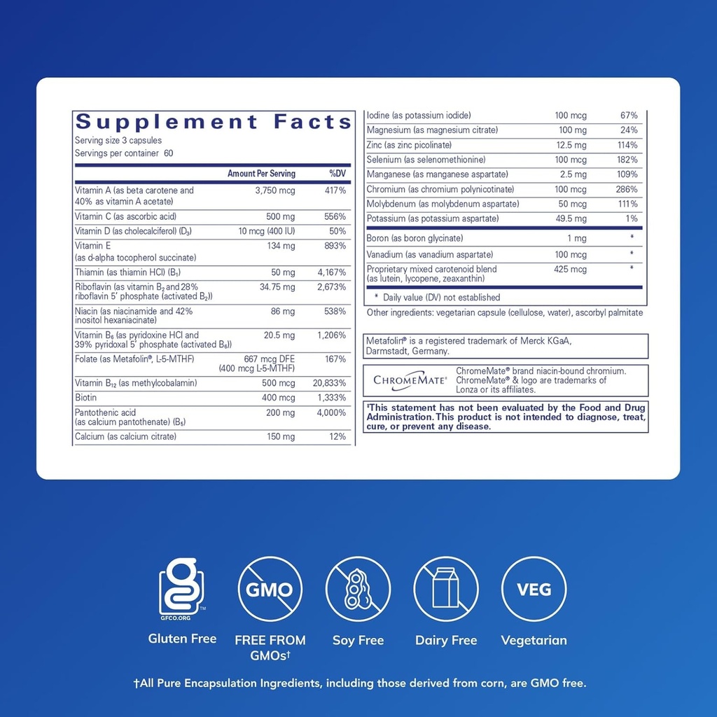 Pure Encapsulations Nutrient 950 A Without Copper & Iron | Hypoallergenic Multi-Vitamin/Mineral Formula for Optimal Health | 180 Capsules 3
