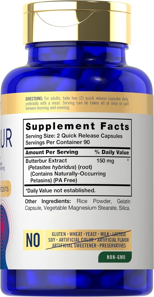 Carlyle Butterbur 150 mg | 180 Capsules | Potent Extract | Neurological Support Supplement | Non-GMO, Gluten Free, PA Free 3