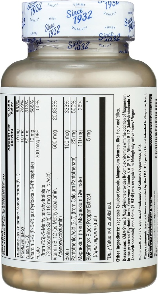 Kal Stress B Magnesium Glycinate 60 VegCap 3