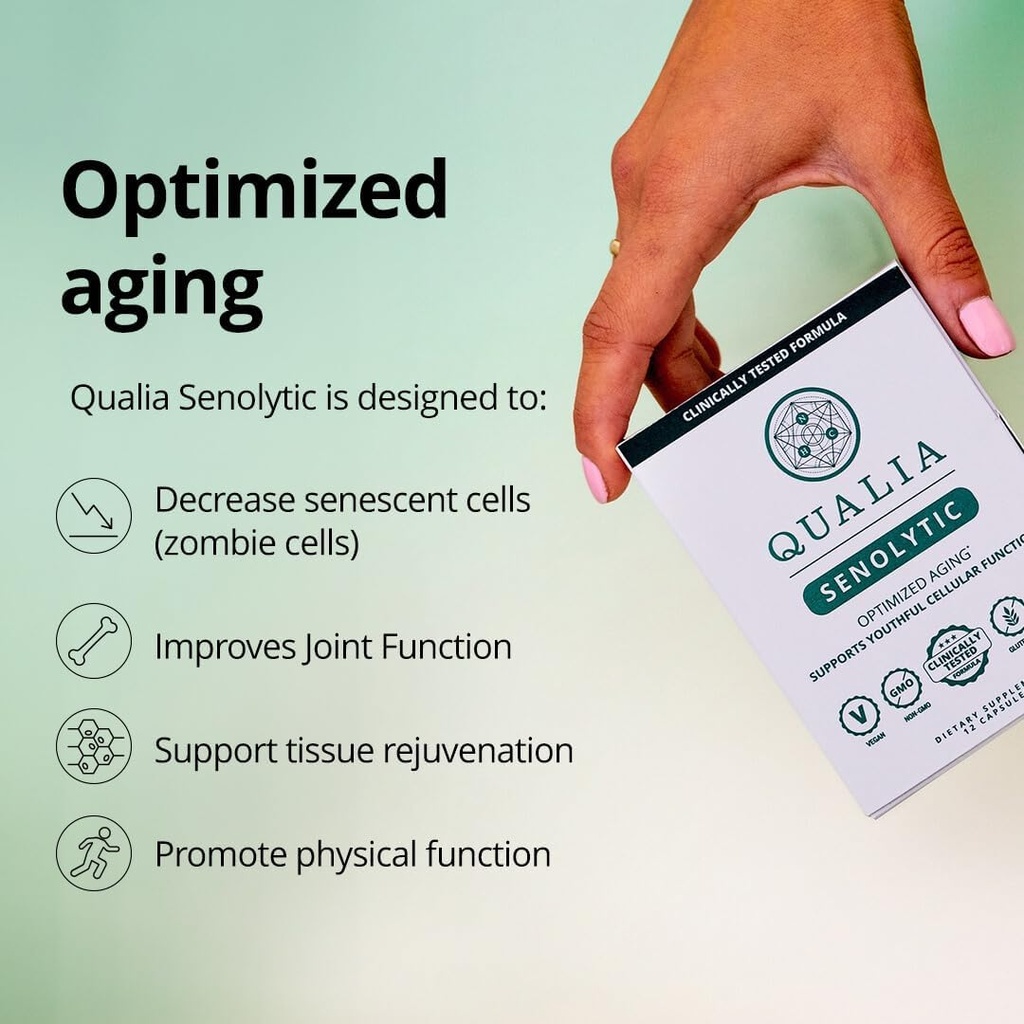 Qualia Life Sciences Qualia Senolytic Ultimate Formula for Enhanced Cell Repair&Rejuvenation 2-Day Aging&Longevity Support Regimen w. Fisetin,Quercetin, Piperlongumine,Senactiv,Curcumin(Pack of 4) 6