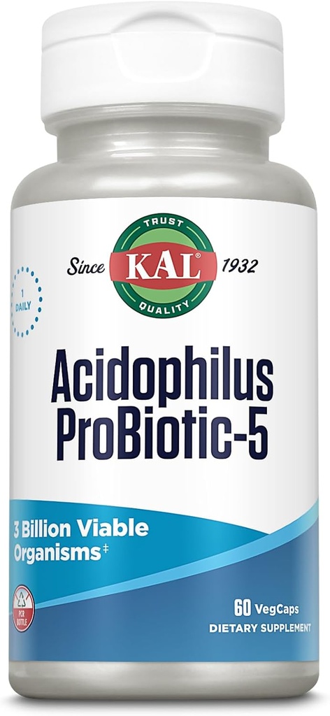 KAL Acidophilus Tablets, Probiotic-5 Capsules, 3 Bil, 60 Count 2