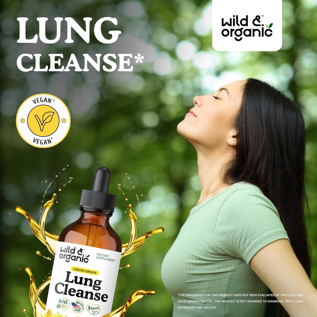 Wild & Organic Lung Cleanse Detox Tincture - Mullein Drops for Lungs - Herbal Mullein Extract Supplement - Vegan, Alcohol-Free Drops - 4 fl oz 3