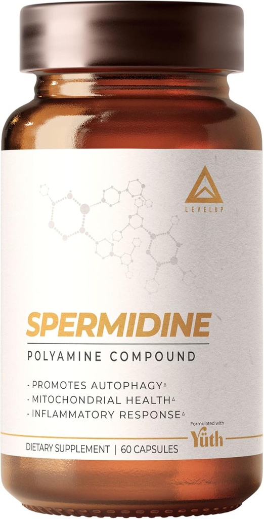 LevelUp Spermidine Capsules, Most Researched Spermidine, 99% Concentration, 100x Potent Than Wheat Germ Extract for Anti-Aging DNA Telomere Support 60 Count 2