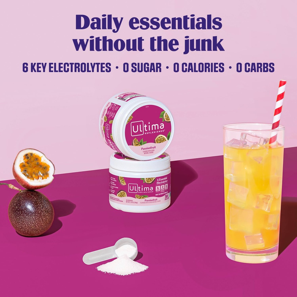 Ultima Replenisher Daily Electrolyte Powder Drink Mix – Sugar Free – Passionfruit, 30 Servings – Hydration Powder with 6 Key Electrolytes and Trace Minerals – Keto Friendly, Non-GMO 4