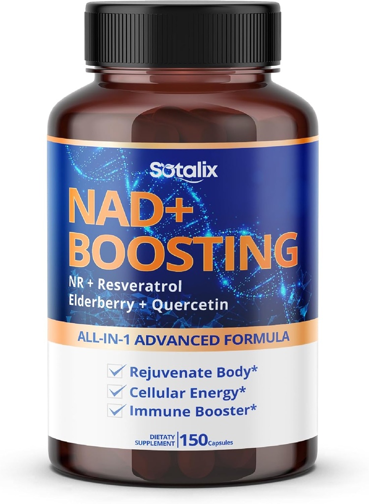 SOTALIX Supplement NAD+ Boosting All-in-1 Advanced Formula with NR, Resveratrol, Elderberry, Quercetin - Immune Booster, Overall Well-Being- USA Made & Tested (150 Count (Pack of 1)) 2