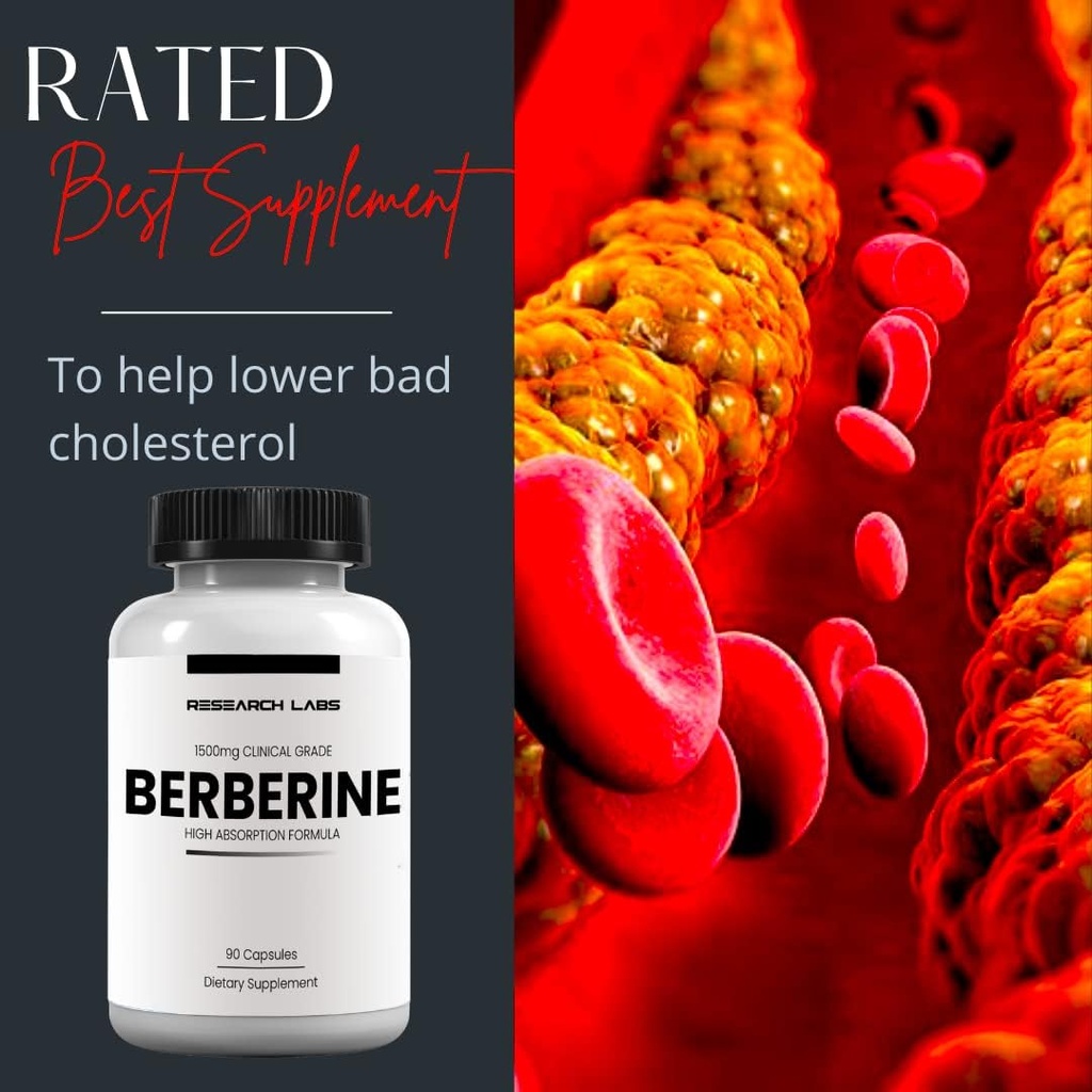 Research Labs 2 Fer 1 Ad - 1500mg Clinical Grade Berberine High Absorption Formula & BerberQuil™ Support. 180 Total Capsules. 500mg Each Capsule 5