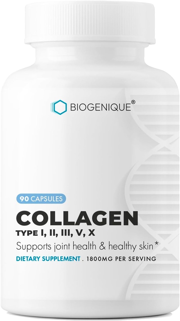 Premium Collagen Complex 90 Capsules Supports Healthy Skin, Nails, Bones & Joints Collagen Peptides, Type I, II, III, V, X, Made in USA - Non-GMO, Gluten Free 2
