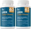 Dr. Tobias Liver 21 Day Cleanse, Herbal Liver Detox Cleanse with Solarplast, Artichoke Extract, Milk Thistle, Dandelion Extract & Digestive Enzymes, 63 Vegetable Capsules, 3 Daily, Pack of 2 2