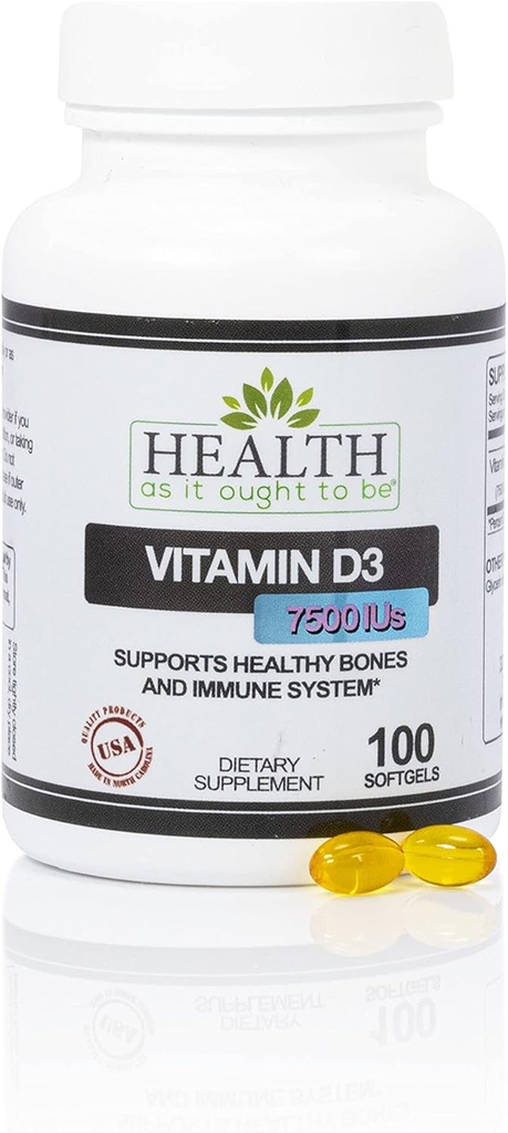 Health As It Ought To Be Vitamin D|3 7500 IUs Supplement | Physician Formulated Supports Healthy Bones & Immune System | 100 Softgels 2