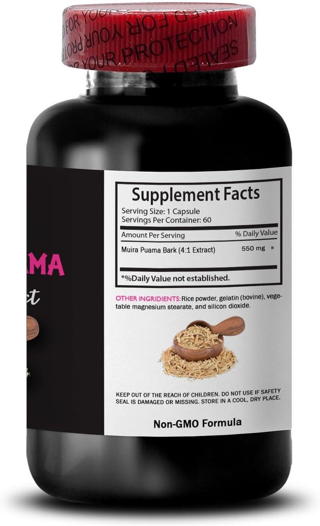 Herbal Energy - MUIRA PUAMA BARK EXTRACT - Energy Activation, Plant Synergy Energy, Balanced Boost, Daily Lift, Endurance Recharge, Botanical Fuel Source, Energy Support Complex 2 Bottles 120 Caps 5