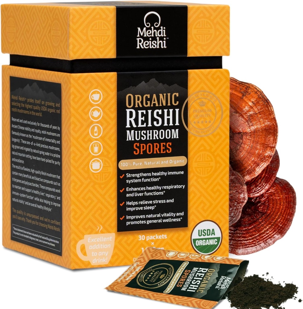 Organic Reishi Mushroom Spores 30 Servings - 100% Pure, Premium and Organic Spores-Ganoderma Lucidum, Lingzhi - High Potency Triterpenes (30 Grams) 2