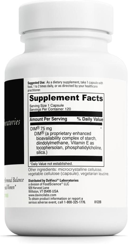 DAVINCI Labs DIMPro 75mg - Helps Support Hormonal Balance, Estrogen Metabolism & More with DIM - Gluten-Free - 120 Capsules (120 Servings) 3