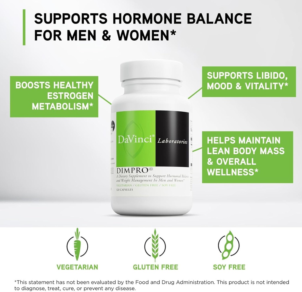 DAVINCI Labs DIMPro 75mg - Helps Support Hormonal Balance, Estrogen Metabolism & More with DIM - Gluten-Free - 120 Capsules (120 Servings) 4