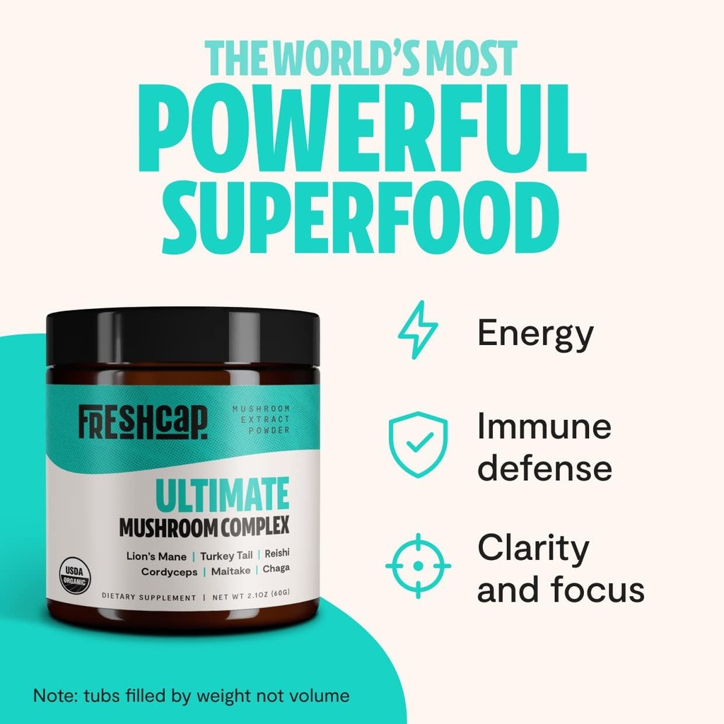FreshCap Mushrooms Immunity Bundle (Turkey Tail Powder and Ultimate Mushroom Complex Powder) 3