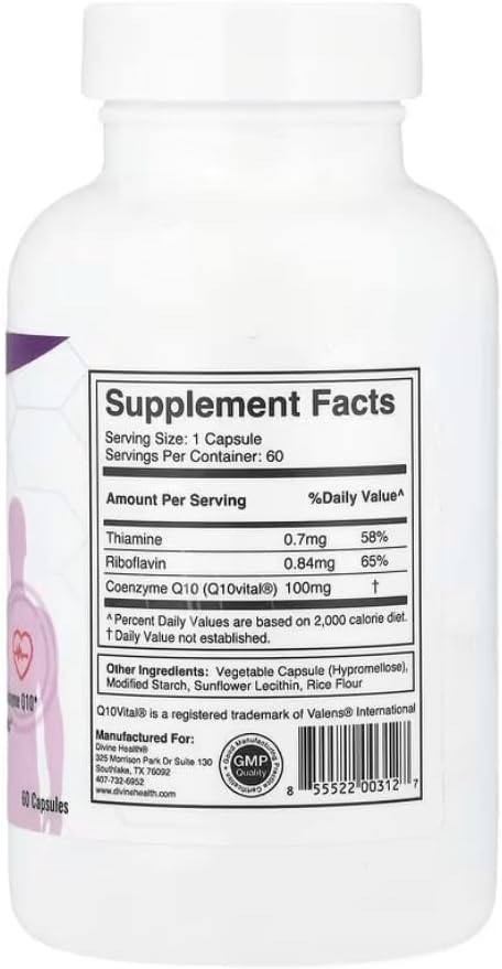 Divine Health Dr. Colbert MD Q10 Vital 100mg CoQ10 | Riboflavin | Thiamine | 60 Capsules 4
