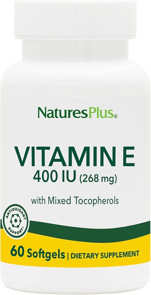 NaturesPlus Vitamin E - 400 iu Mixed D-Tocopherol, 60 Softgels - Easy to Swallow Vitamin E Supplement, Derived from Natural Soybean Oil - Free-Radical Defense - Gluten-Free - 60 Servings 2