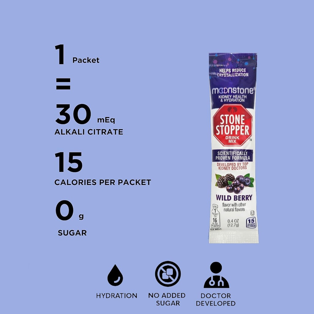 Stone Stopper Drink Mix, Wild Berry, Kidney Stone Prevention, Calcium Oxalate Protector, Alkali Citrate Support, Developed by Urologists to Improve Hydration and Support Kidney Health, 7 Day Supply 5