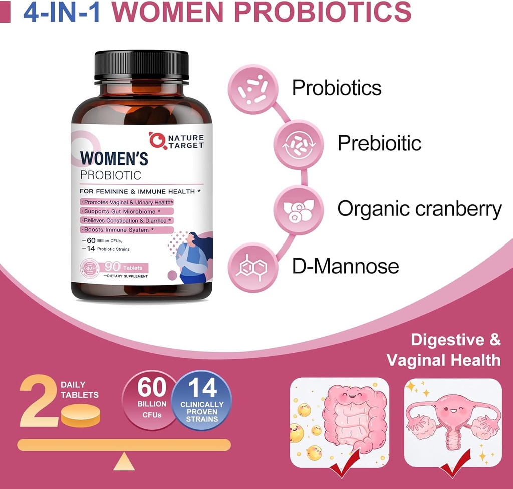 NATURE TARGET Probiotics-for-Women + Kids Probiotic Chewable 4
