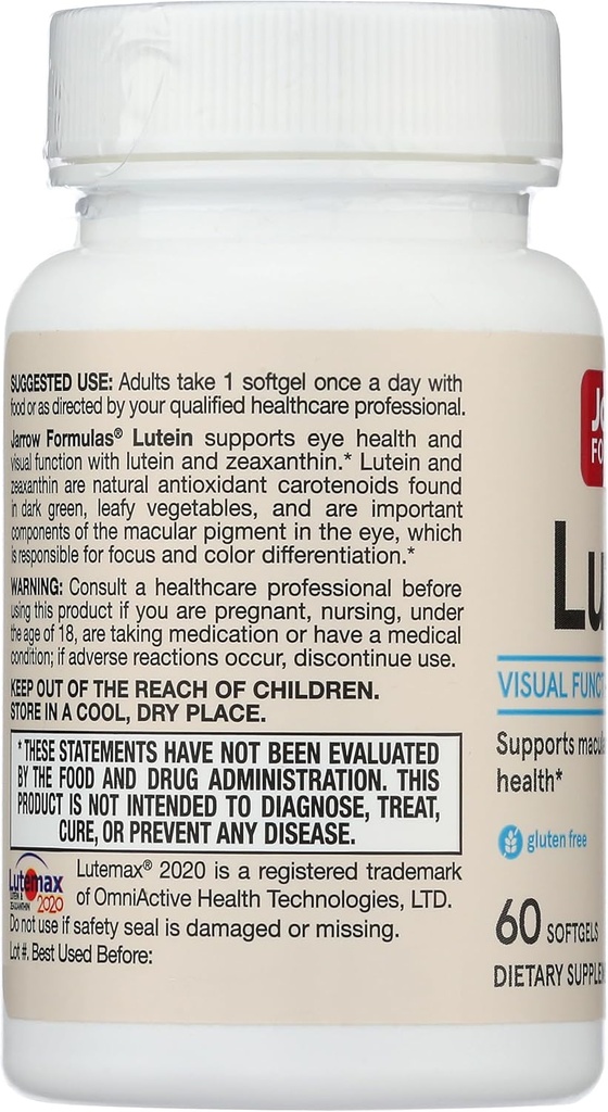 Jarrow Formulas Lutein Softgels, 20 Mg, 60 Ct 5