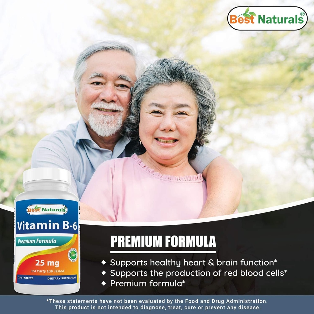 Best Naturals Vitamin B6 25mg 250 Tablets (250 Count (Pack of 3)) 6