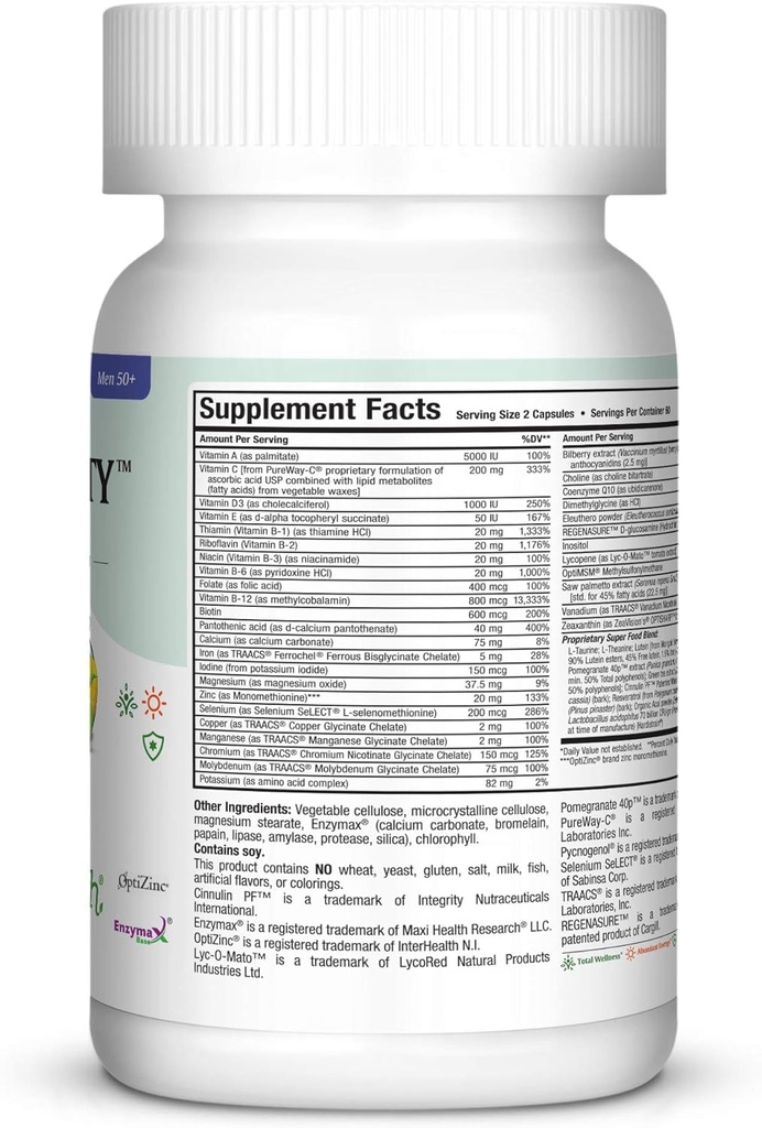Mens Multivitamin 50 Plus – Daily Multivitamin for Men Over 50 with Vitamin B12, A, D, C, Zinc, Magnesium & More – Energy, Immune & Heart Support Mens Multi Vitamins - Non-GMO – 120 Capsules 3