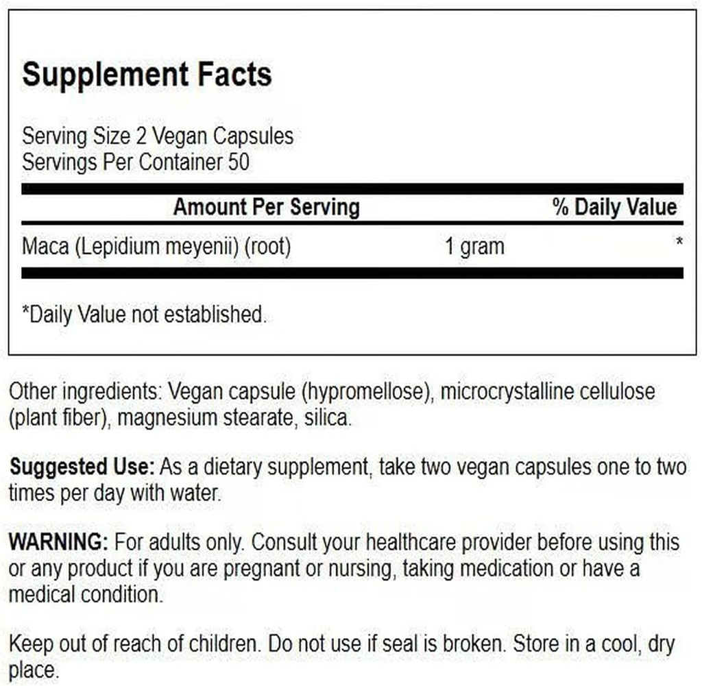 Swanson Maca 500 Milligrams 100 Capsules 3
