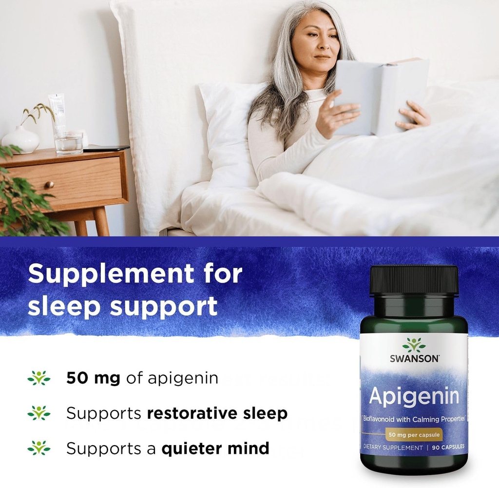 Swanson Apigenin-Bioflavonoid Supplement Natural Prostate Support-Metabolism & Nerve Health Support-Can Support Sleep & Relaxation 90 Caps, 50mg Each 2 Pack 4