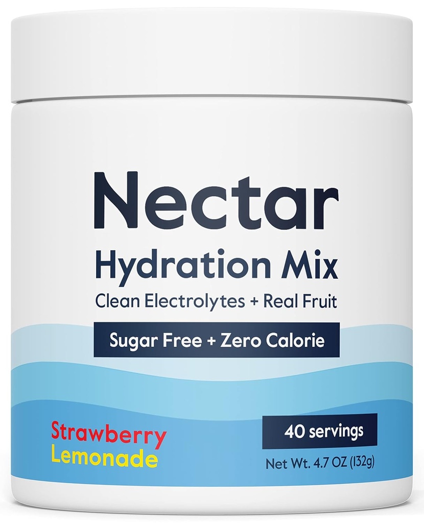 Nectar Sugar Free Electrolytes Powder - Organic Fruit No Sugar or Calories - Hydration Powder for Dehydration Relief and Rehydration - Keto and Paleo (Strawberry Lemonade 40 Serving Tub) 2
