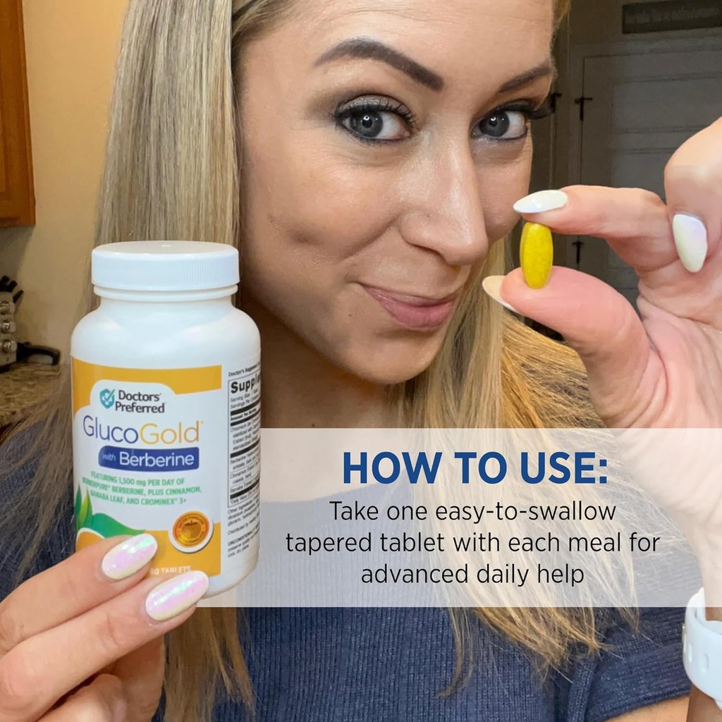 DOCTORS' PREFERRED GlucoGold with Berberine, Concentrated Cinnamon, Chromium, Banaba Leaf Extract (90 Tablets) 5