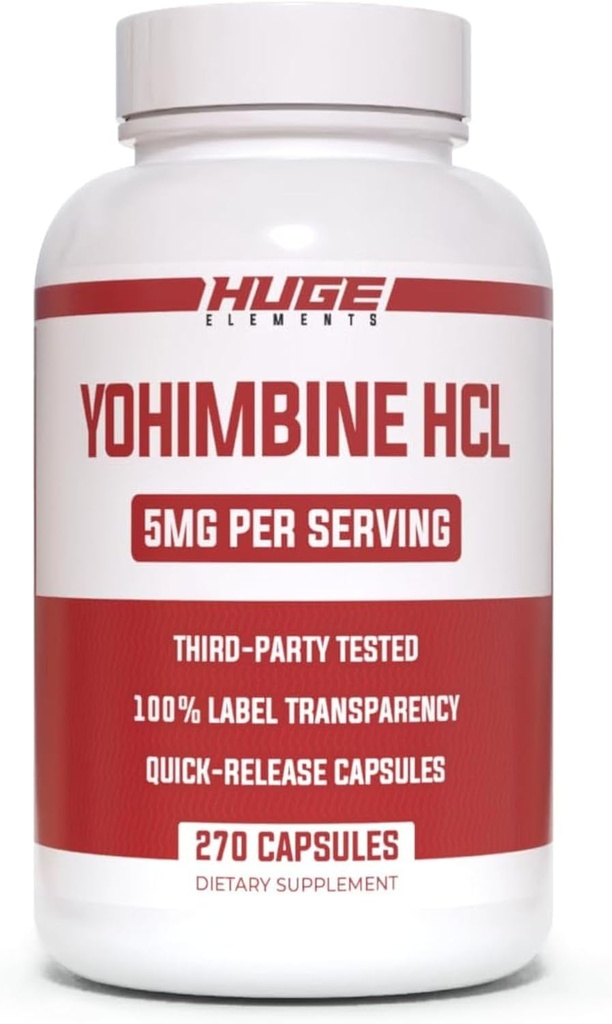 Huge Supplements Yohimbine HCl, Body Recomposition, Advanced Energy & Performance Formula, 5mg per Serving (60 Capsules) 2