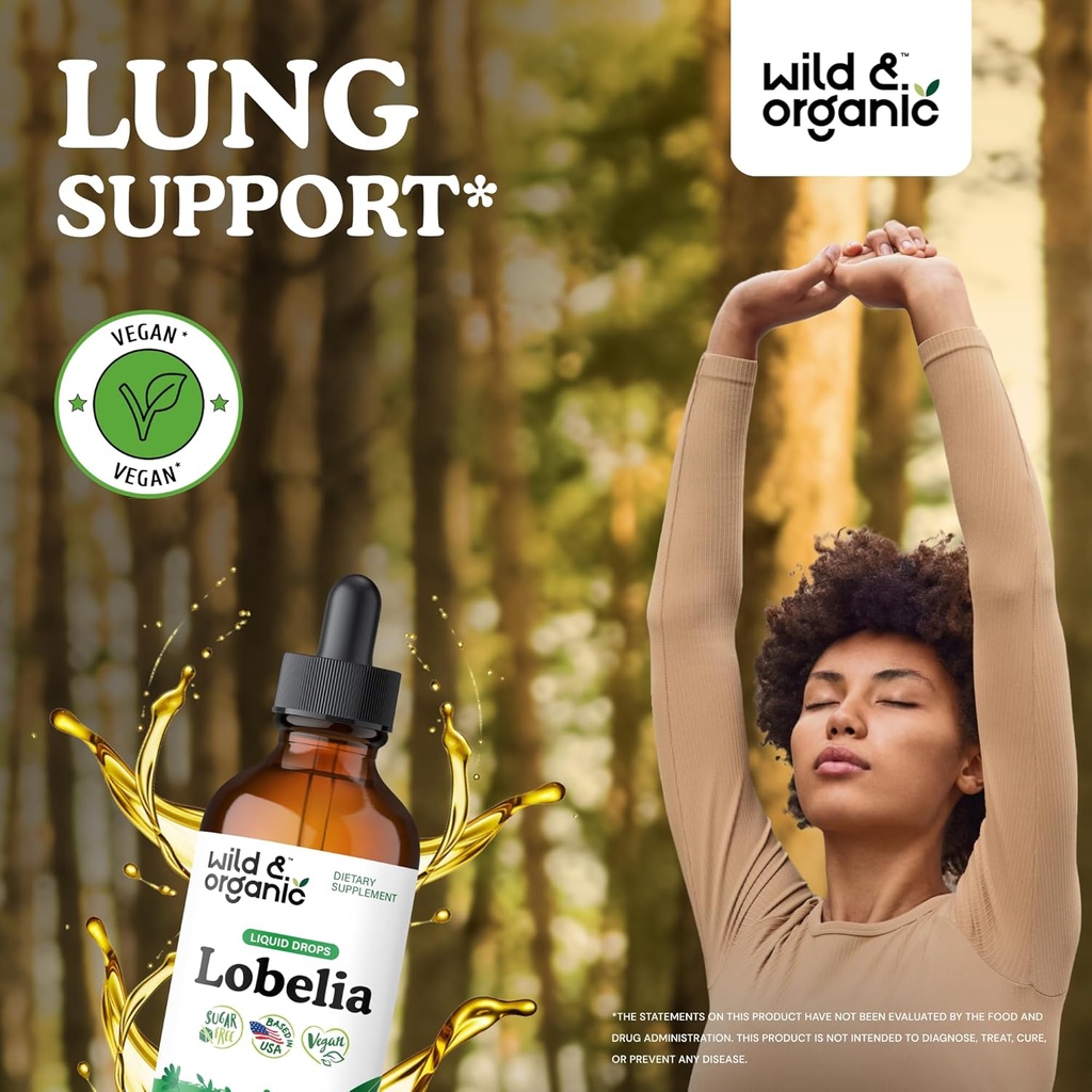 Wild & Organic Lobelia Tincture - Lung Detox and Cleanse - Liquid Lobelia Herb Supplement - Vegan, Sugar & Alcohol-Free Leaf Extract Drops - 4 fl oz 3