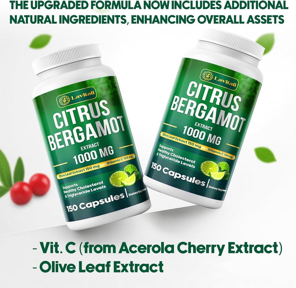 25x Concentrated Citrus Bergamot Extract Capsules, 150 Veggie Capsules, Citrus Bergamot 1000mg Capsules, Non-GMO, Gluten-Free, All Natural, Vegetarian Capsules 5