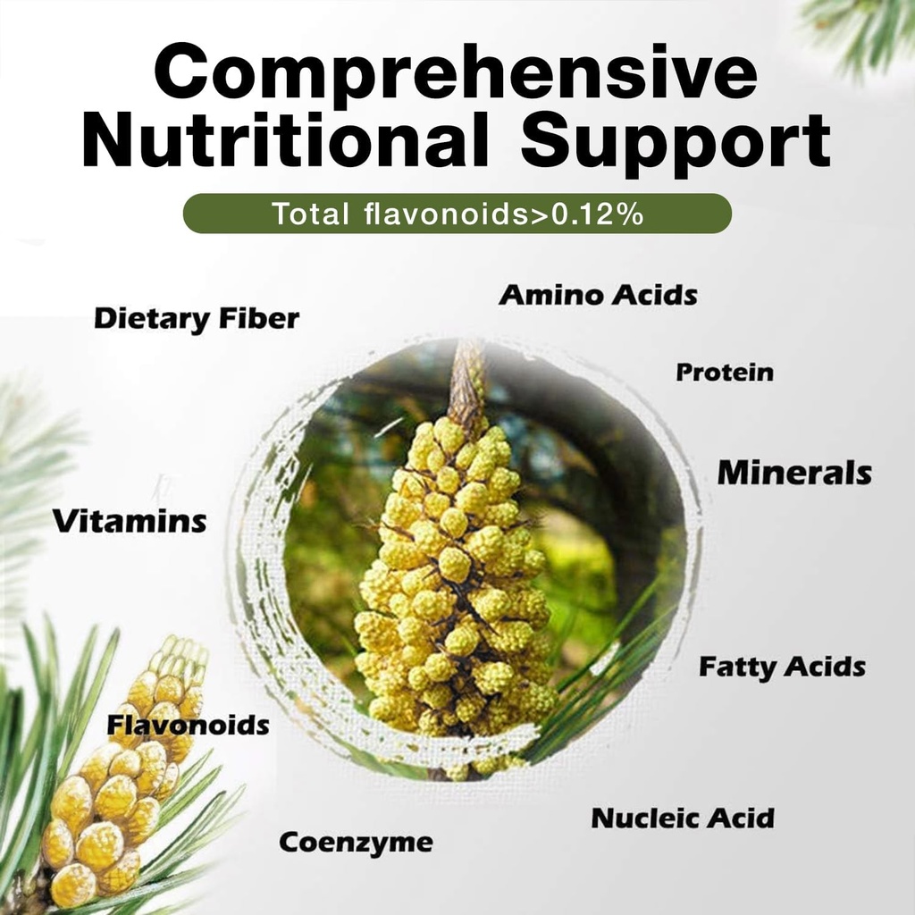 ECO-TASTE Pine Pollen Powder 6 Ounce, Wild Harvested - Pinus Tabuliformis， 99% Cracked Cell Wall 5