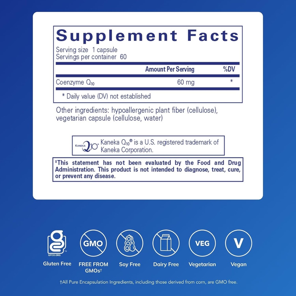 Pure Encapsulations CoQ10 60 mg | Coenzyme Q10 Supplement for Energy, Antioxidants, Brain and Cellular Health, Cognition, and Cardiovascular Support* | 60 Capsules 3