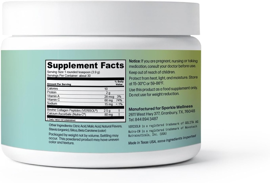 Sparkle Wellness VERISOL Bioactive Hydrolyzed Collagen Peptides | Collagen Powder Supplement with Vitamin C for Skin, Hair & Nail Health | Skin Boost (Tropical) [30-Serves] 4