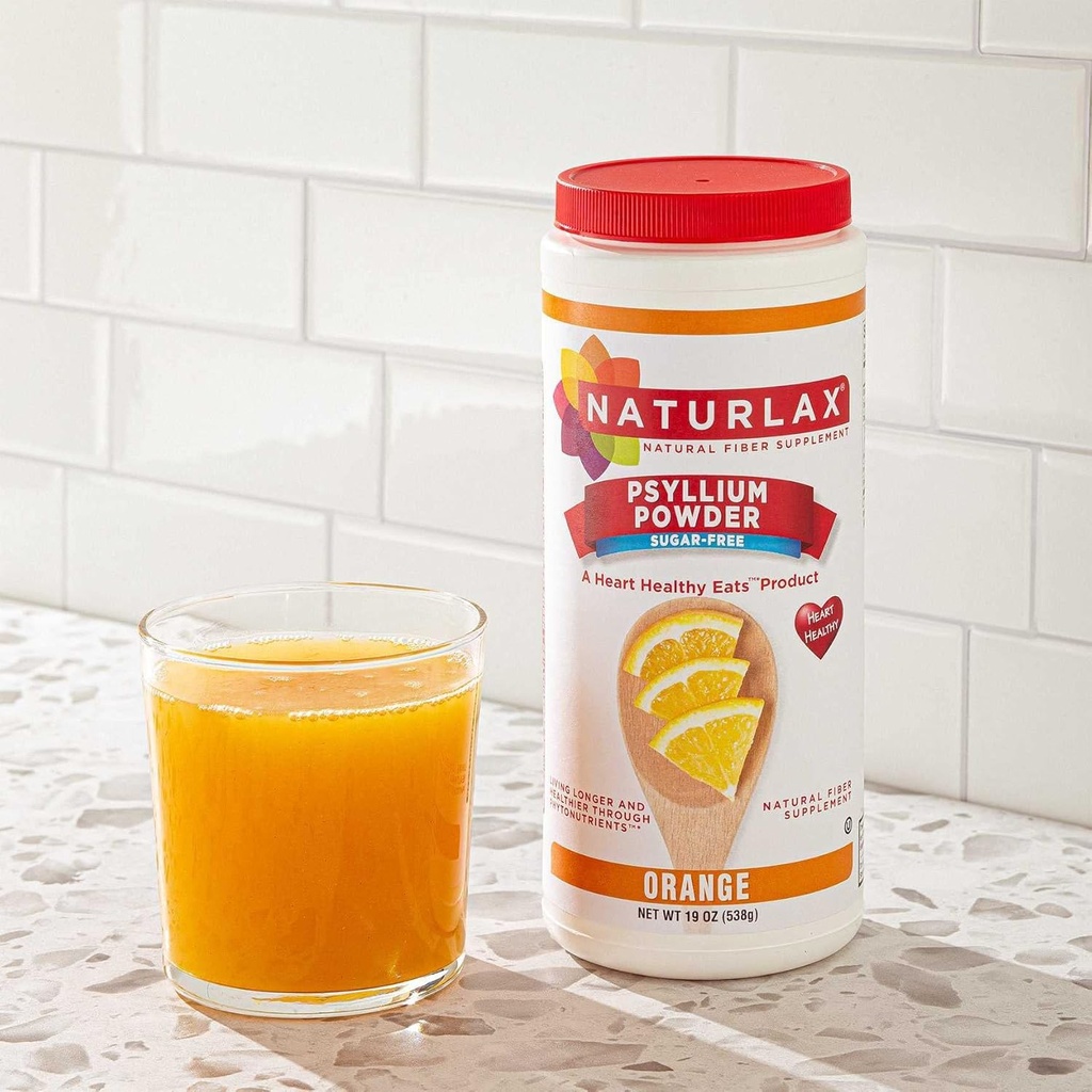 Sugar-Free Psyllium Husk Fiber Powder, Orange Flavored 19 oz 3