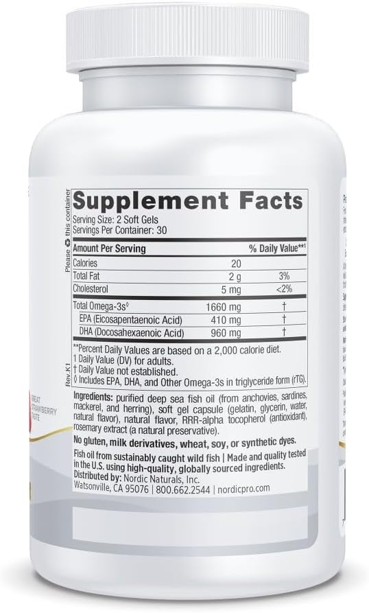 Nordic Naturals ProDHA 1000, Strawberry - 60 Soft Gels - 1660 mg Omega-3 - High-Intensity DHA Formula for Neurological Health, Mood & Memory - Non-GMO - 30 Servings 3
