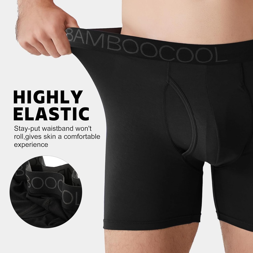BAMBOO COOL Breathable Men's Underwear Modern Multipack Comfortsoft Moisture-Wicking Boxer Briefs 6 Pack 3