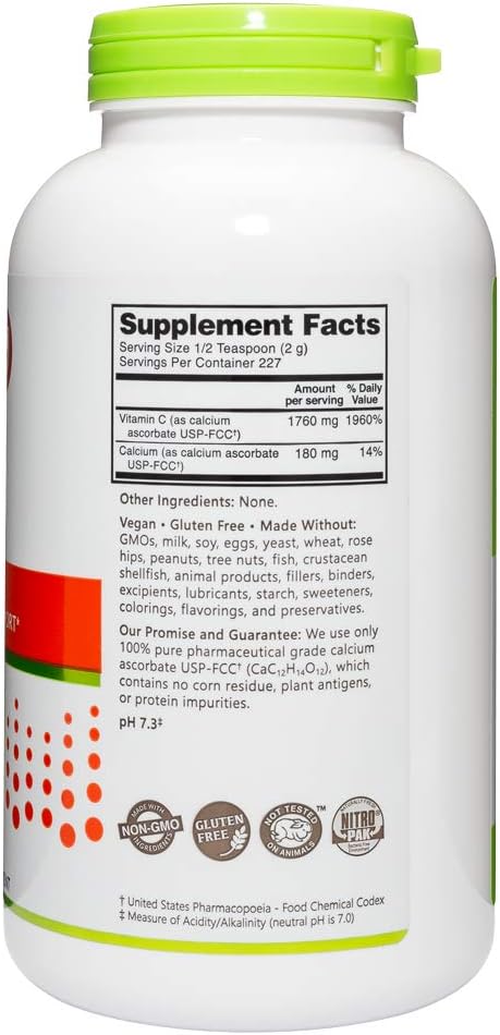 NutriBiotic - Calcium Ascorbate Vitamin C Powder, 16 Oz | Essential Antioxidant & Collagen Supplement Buffered with Calcium | Non-Acidic & Easier on Digestion Than Ascorbic Acid | Gluten & GMO Free 4