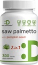 Saw Palmetto Supplement with Pumpkin Seed, 300 Capsules | Promotes Prostate Health | DHT Blocker | Hair Growth Vitamins, Maintain Normal Urinary Frequency 2
