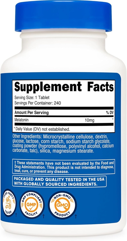 Nutricost Melatonin 10mg, 240 Tablets - 10mg Per Serving, Non-GMO, Gluten Free 6