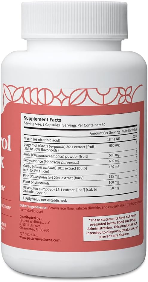 Pattern Wellness Cholesterol Complex Supplement - All-Natural Balancing Formula - Boost Overall Wellness - 3rd Party Lab Tested - 90 Vegan Capsules 4