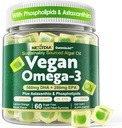 Vegan Omega 3 Gummies + Phospholipids, Astaxanthin, Vitamin D3, DHA 560mg & EPA 280mg, Fish-Free Algae Omega 3 Supplement for Adults & Kids for Brain, Eye, Skin and Overall Health, Sugar Free, 60 Cts 2