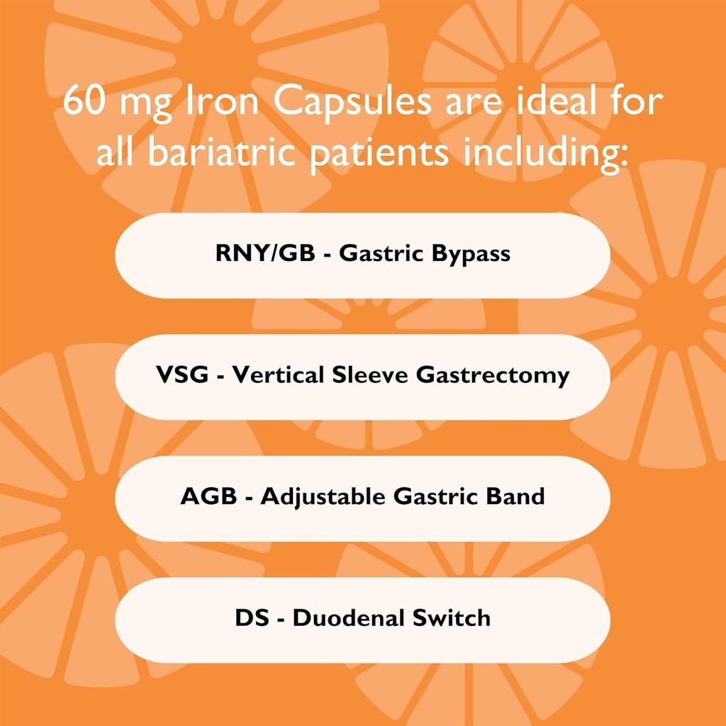 Celebrate Vitamins Iron Supplement with Vitamin C - 60mg Iron, 60mg Vitamin C, Bariatric Vitamins for WLS Patients, Vertical Sleeve & Gastric Bypass Surgery (90 Capsules) 6