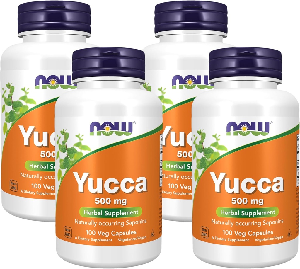 NOW Supplements, Yucca (Yucca spp.) 500 mg, 4:1 Concentrate, Herbal Supplement, 100 Capsules (Pack of 4) 2