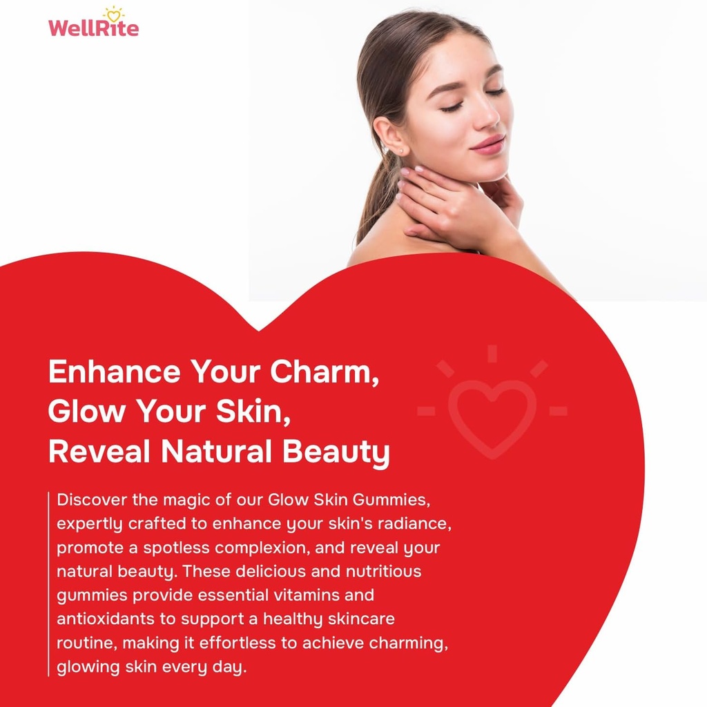 Glow Skin Gummy Vitamins, 60 Count, Apple Flavored, Vegan, Gelatin Free, Gluten Free, Nut Free, Glowing & Hydrated Skin, Reduced Eczema, Reduced Wrinkles 4