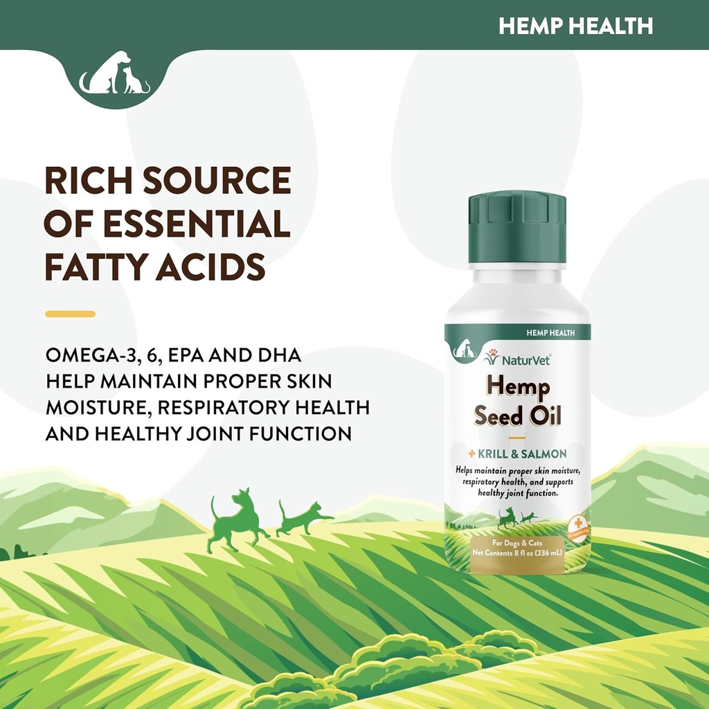 NaturVet Hemp Seed Oil Krill and Salmon, 16 oz. Liquid, Made in The USA 4
