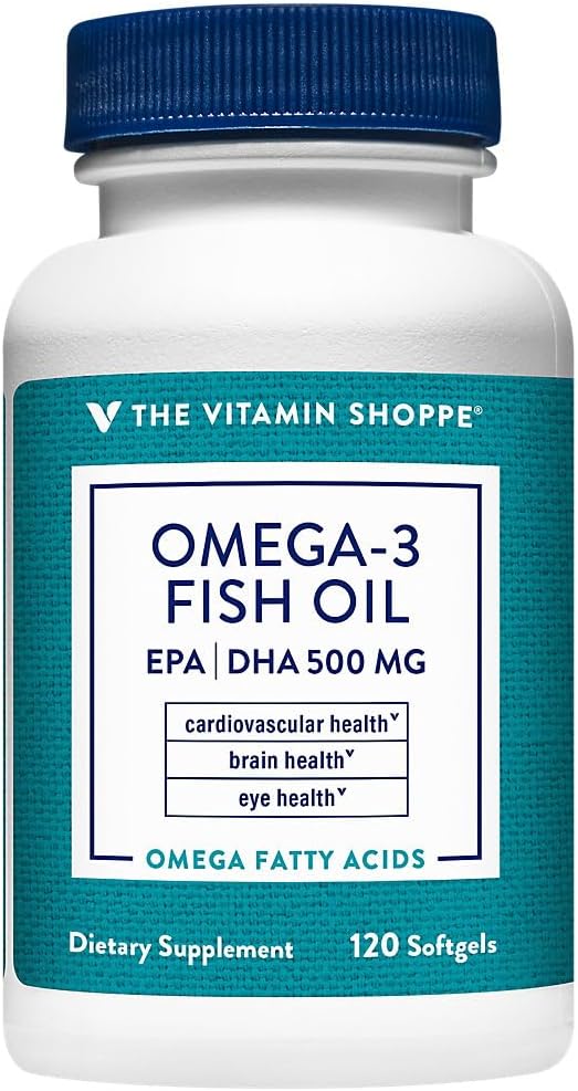 The Vitamin Shoppe Omega 3 Fish Oil, EPA & DHA 500mg, Purity Assured, Molecularly Distilled to Support Cardiovascular, Joint and Brain Health 1000mg (240 Softgels) 6