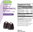 VITEEY Sambucus Elderberry Gummies for Adults & Teens + Zinc & Vitamin C - Sugar Free - Immune Support & Booster Herbal Supplement - Vegan, Gluten Free, Gelatin Free, GMO Free, Chewable Berry Flavored 5