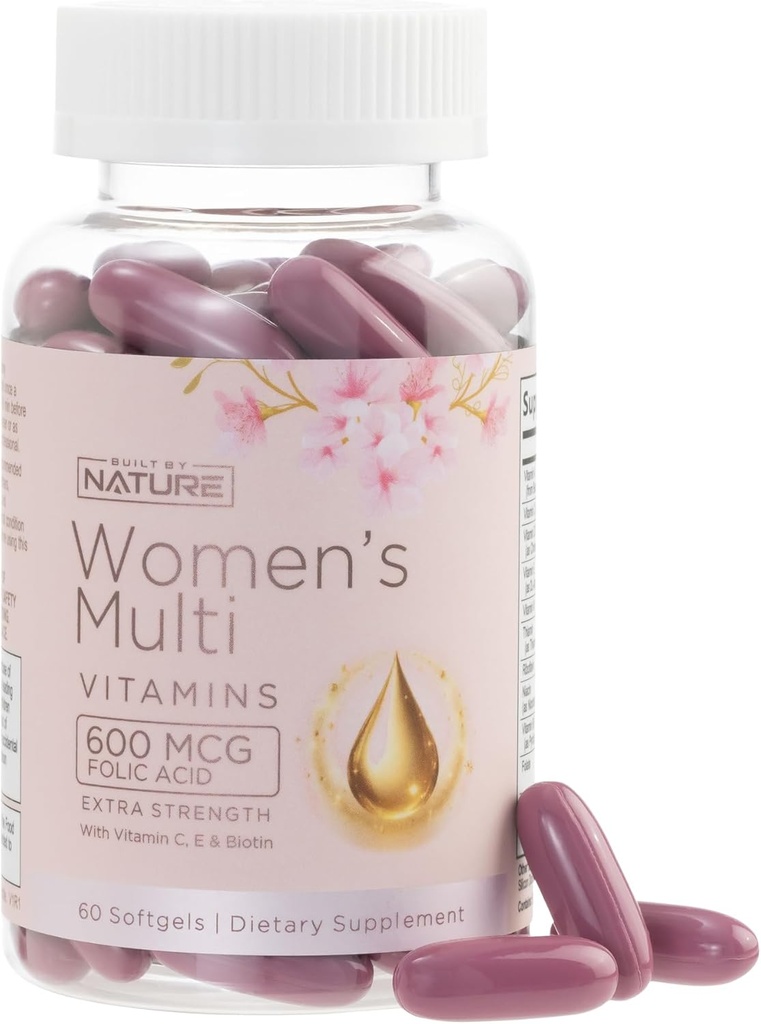 Built by Nature Vitamins for Women – Women's Complete Daily Multivitamin Supplement with A, B, C, D, E, Iron, Calcium, Magnesium and Multi Minerals – Wellness & Immune Health Support - 60 Softgels 2